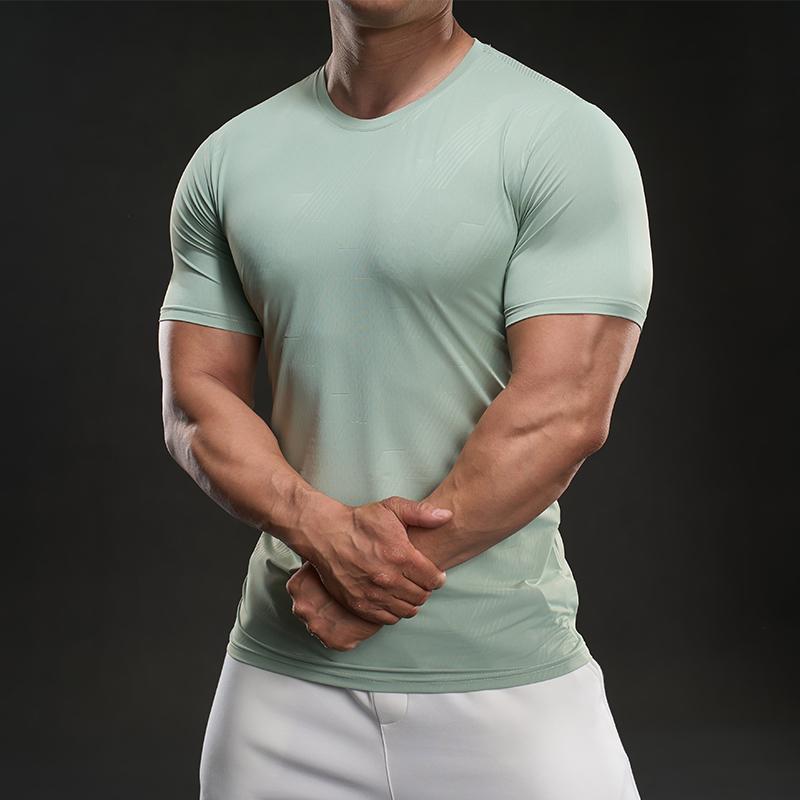 Letní ležérní tričko s krátkým rukávem v americkém stylu, módní sportovní, slim, elastické, fitness, outdoorové, s kulatým výstřihem