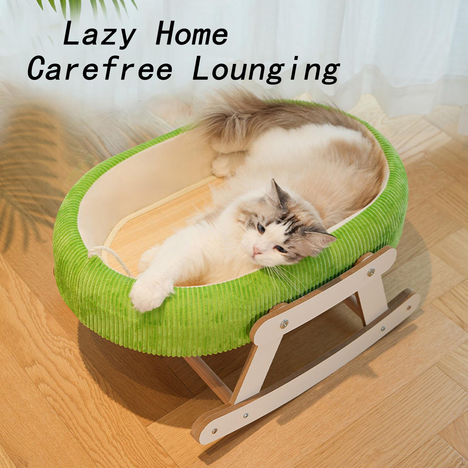 

Cat Bed Cot Comfortable Breathable Open Top Oval Shaped Cradle Pet Sleeping Couch for Indoor зелёный