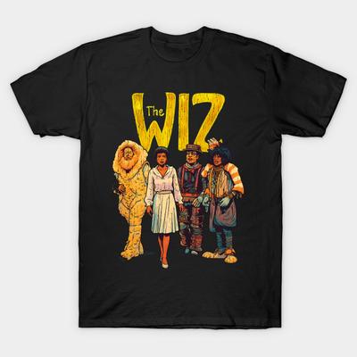 Men Black Print T-shirt Vintage The Wiz No-Cut Transfer Paper Print Cotton Tshirt