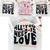 Simple Color Blocked Letter Heart Pattern Women Casual Warm Knitted Hat For Urban Outdoor Use