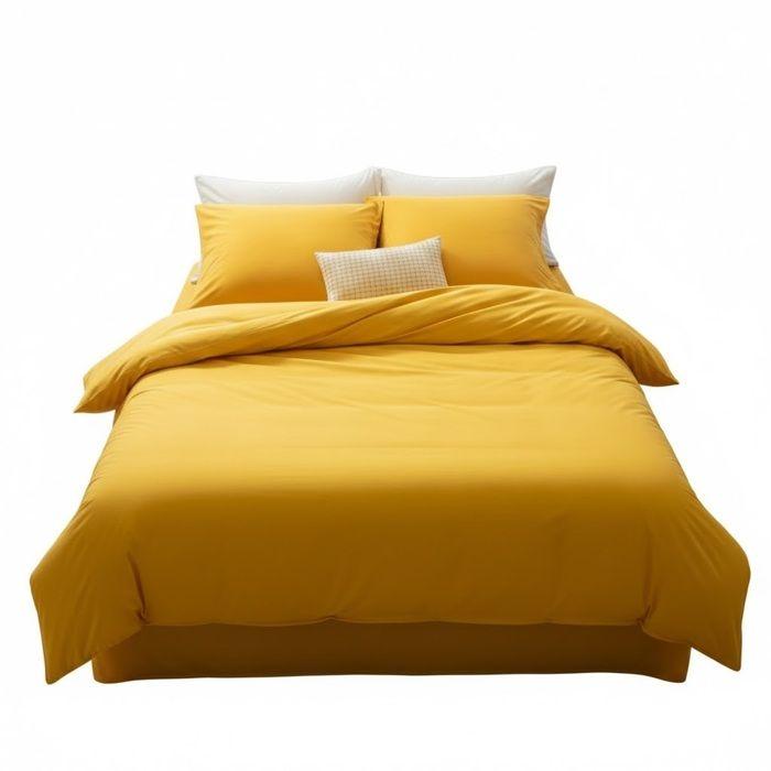 Housse de couette 220 x 240 cm Contemporain uni ocre