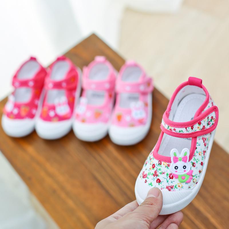 Nanlu Velcro Canvas Cartoon Square Mouth Princess boty pro dívky B813