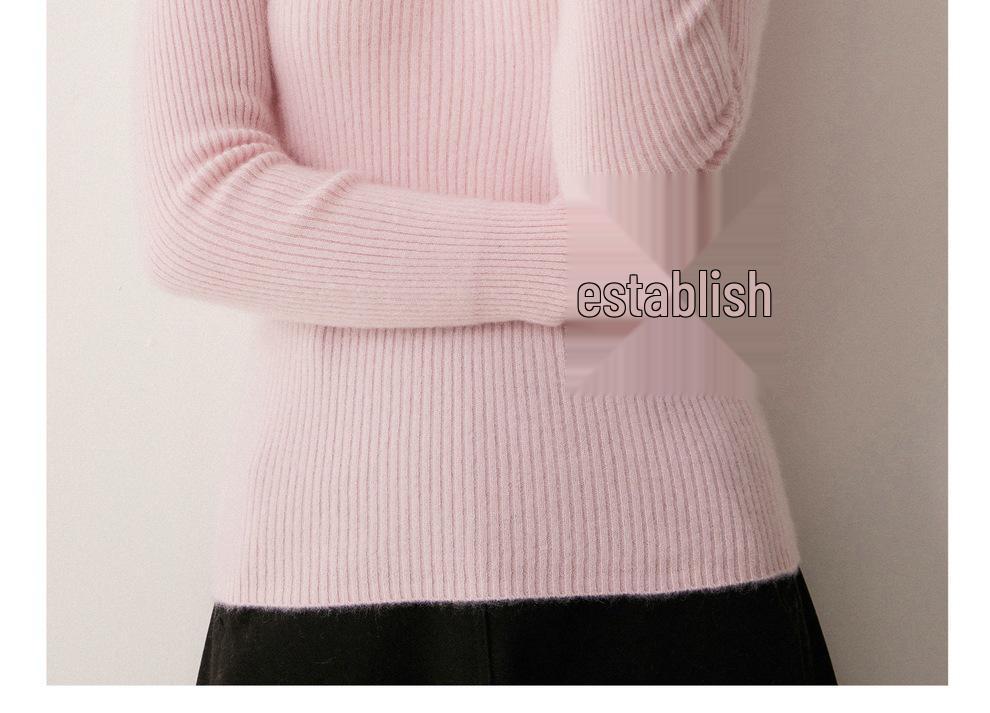 Autumn/Winter Women's Striped 100% Cashmere Round Neck Slim Knit Sweater