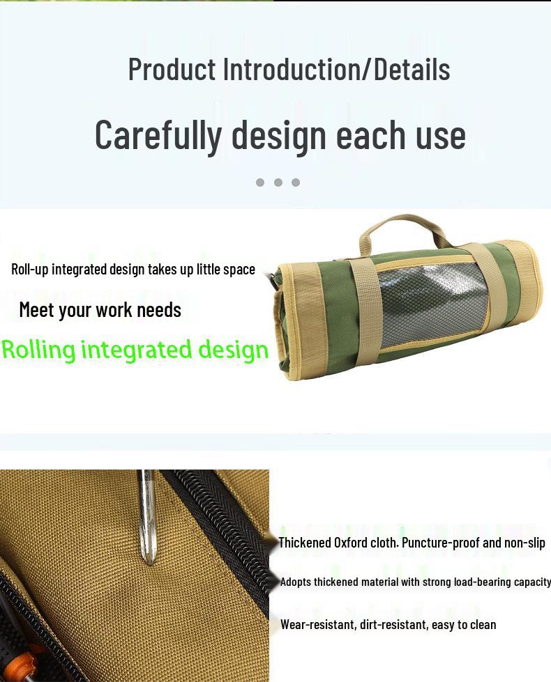 Garden-Style Electrician & Carpenter Roll-Up Tool Bag: Multifunctional Hanging Storage Pouch