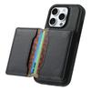 DENIOR For iPhone 16 Pro Max Magnetic Case Carbon Fiber Texture Leather Back Cover with Detachable Card Bag