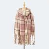 Autumn and winter new mohair plaid scarf women's thickened high-end imitation cashmere scarf atmosphere warm scarf