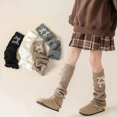 1 Paar Warme Mode Schleife Lockere Socke für Kinder Mädchen Spitze Lolita Schleife Einfarbig Plüschsocke Herbst Frühling Schule Weiche Baumwollsocke