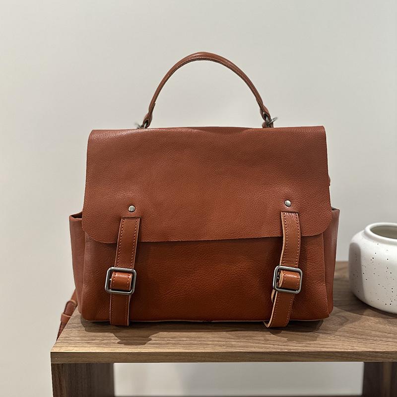 Mochila de Cuero Genuino Johnature para Mujer Gran Capacidad Mochila para Viajes y Commuting Bolso de Hombro Multifuncional