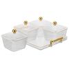Four Compartments Snack Serving Tray Clear Lid Divided Serving Dishes Snack Platter for Home Bar Ktv Nuts Candy Dried Fruits