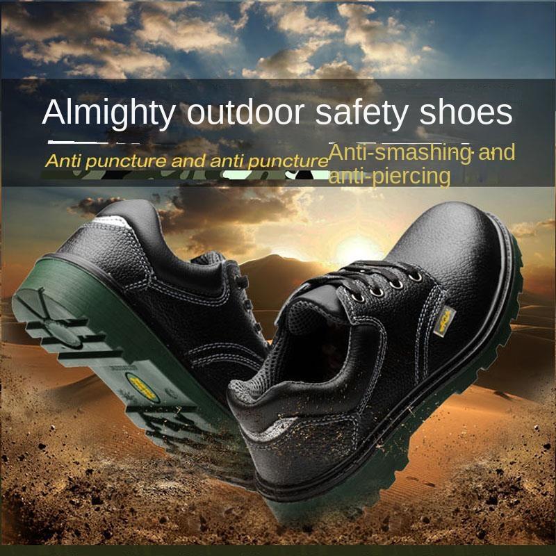 Cowhide Protective Shoes, Smash-proof and Stab-proof Breathable Labor Insurance Shoes for Men and Women