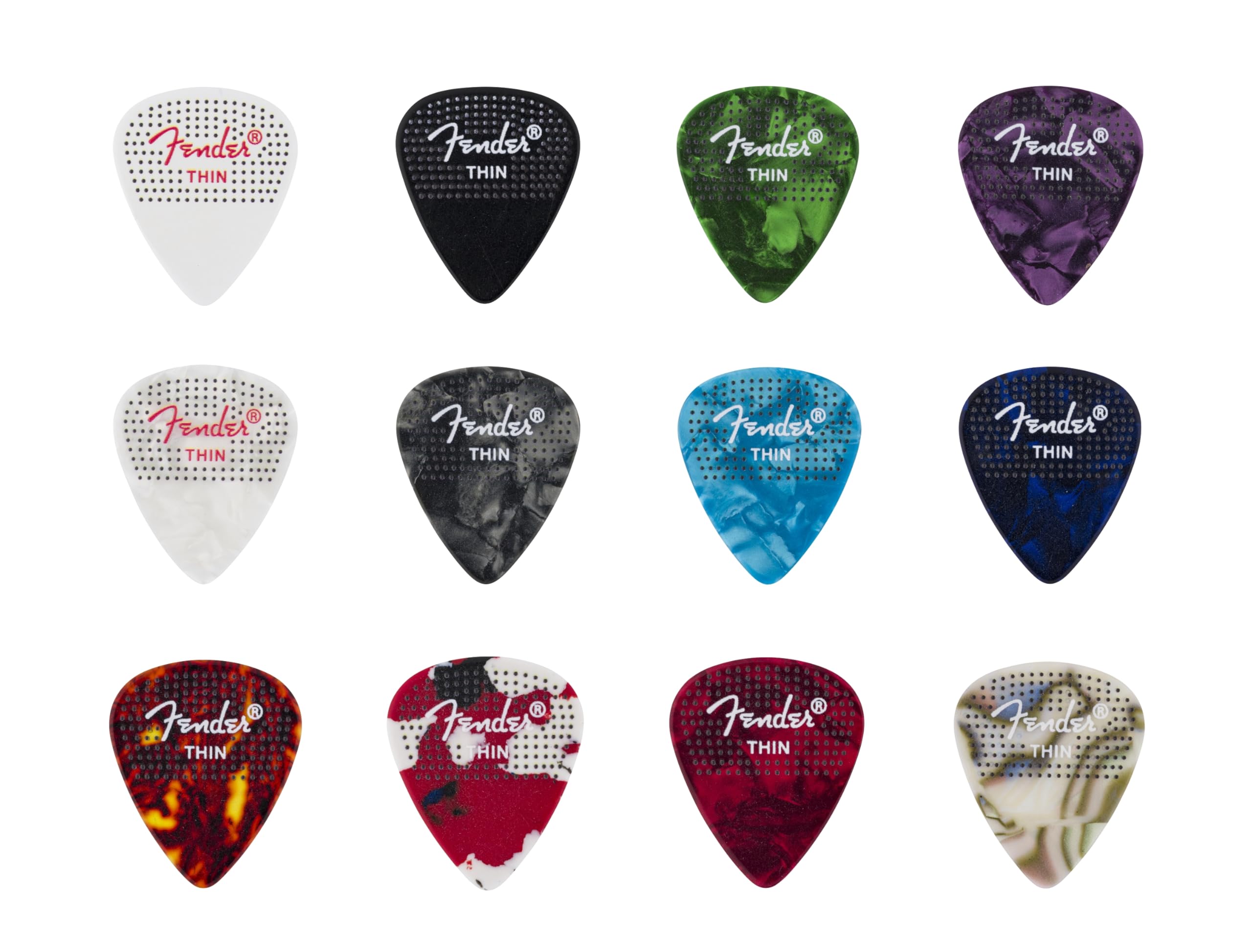 Fender 351 Dotted Celluloid Picks Medium Guitar Picks 12-Pack