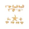 Ingemark 12Pcs/Set Punk Starfish Scallop Open Cuff Bangles Adjustable Rings for Women Boho  Armband Bracelets Summer Jewelry Set