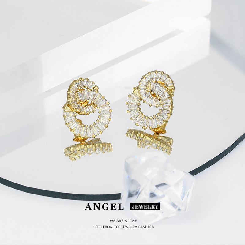 Exquisite Luxury Geometric Stud Earrings with Zircon Rhinestones for Women