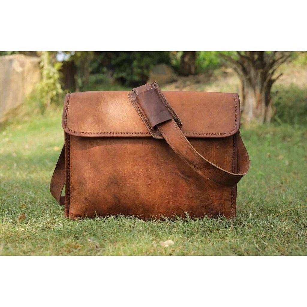 Bag Men Leather Vintage Messenger Satchel Shoulder Laptop Genuine