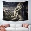 1pc Funny Alpha Sigma Beta Wolf Tapestry Indoor Wall Tapestries Emo White Wolf Sitting Sad Tapestry Wall Mural Decoration