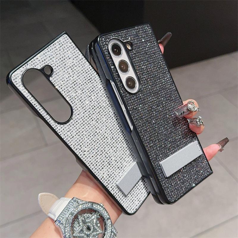 Applicable To Samsung ZFold6/5 Glitter Sequin Mobile Phone Case Xiaomi Fold3 Desktop Bracket Protective Case Matex5