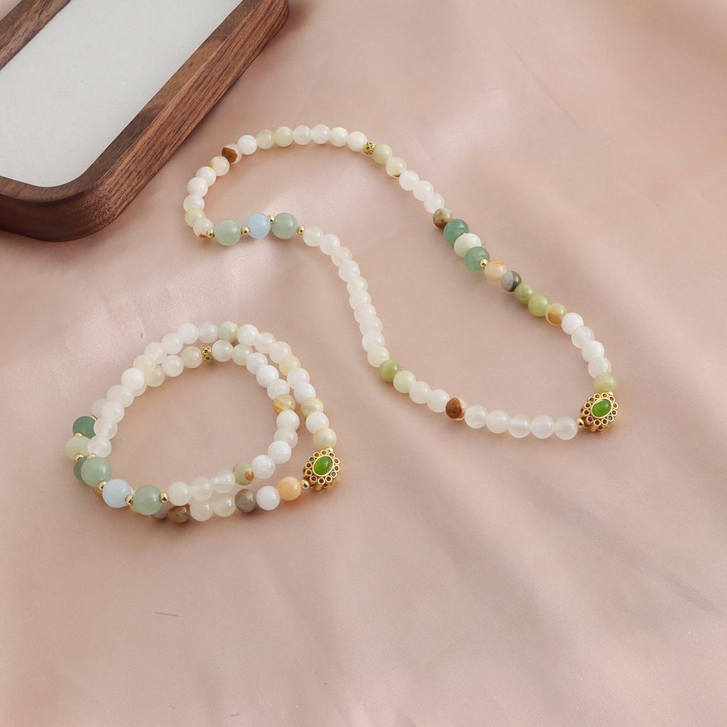 Bracelet Natural Shoushan Stone Tianshan Green Lotus Pod Safety Buckle Crystal Bracelet Double Layer Dopamine