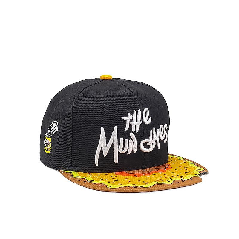 Eye PIZZA Embroidered cartoon flat-rim hip hop hat Cartoon  hat Spring and Autumn Outdoor Adjustable Casual  Sunscreen Hat