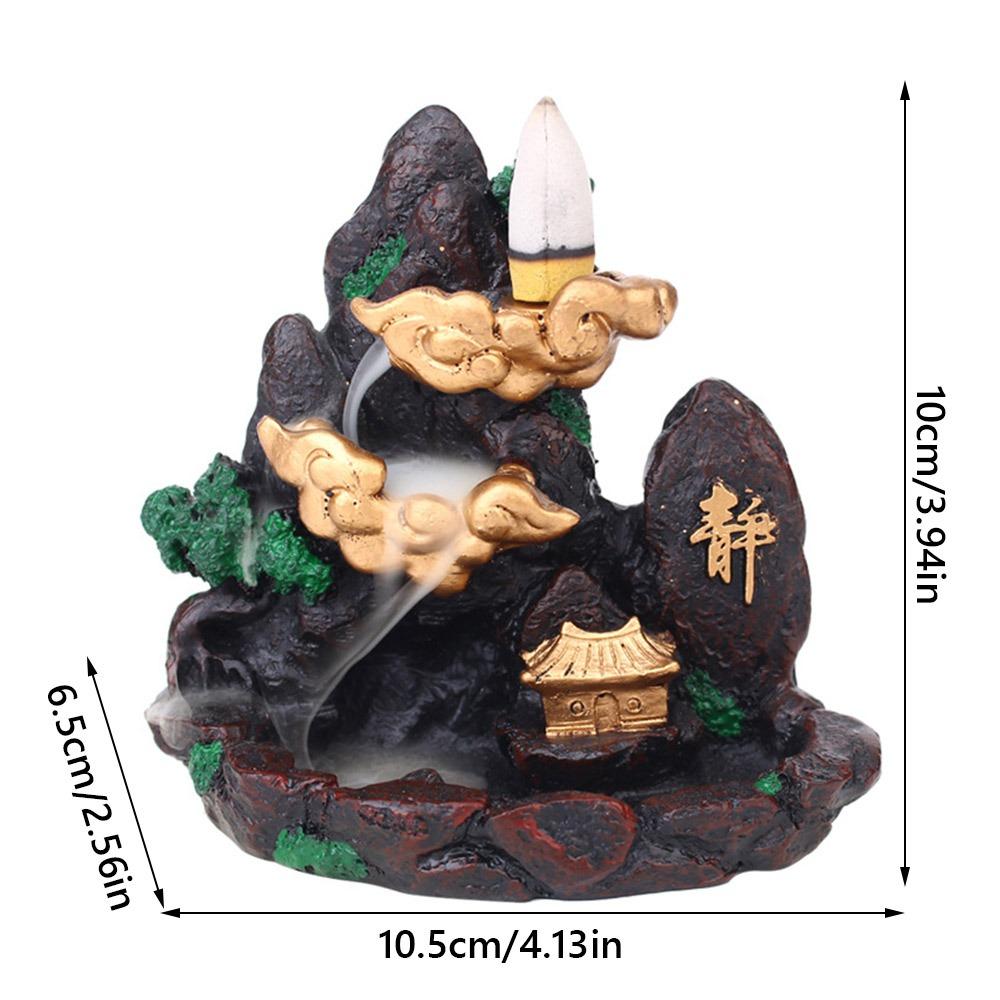 Resin Backflow Incense Burner Mountains River Waterfall Design Waterfall Incense Holder Sandalwood Stand Fragrance Holder