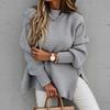 Women's Knitted Solid Color Sweater Long Sleeve Simple Loose Fashion Casual Pullover Autumn Winter Chic Turtleneck Sweater