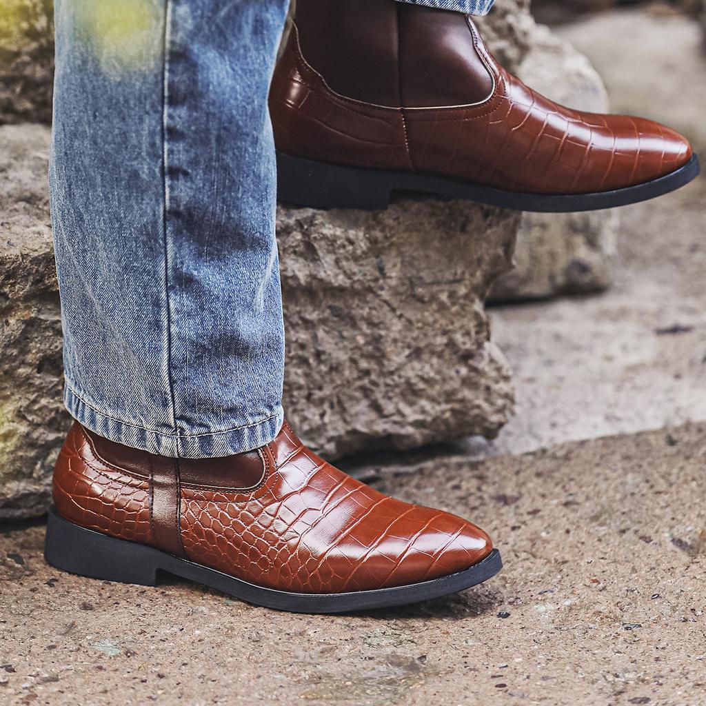 Retro Boots, Cowboy Boots, Classic Riding Western Boots, Crocodile Pattern Craftsmanship