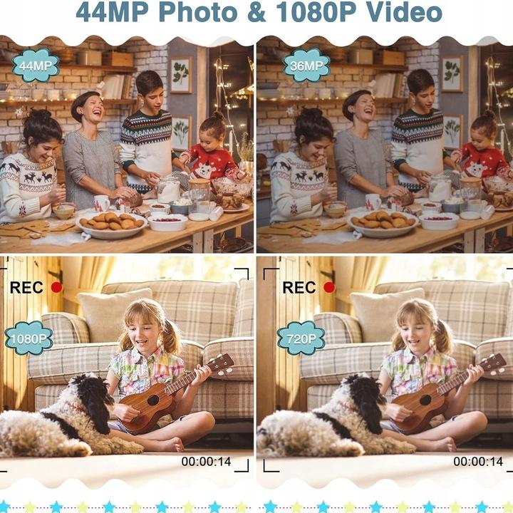 Mini Kamera Cyfrowa 44Mp Zoom Cyfrowy 16X Fhd 1080P Przenośna Kamera