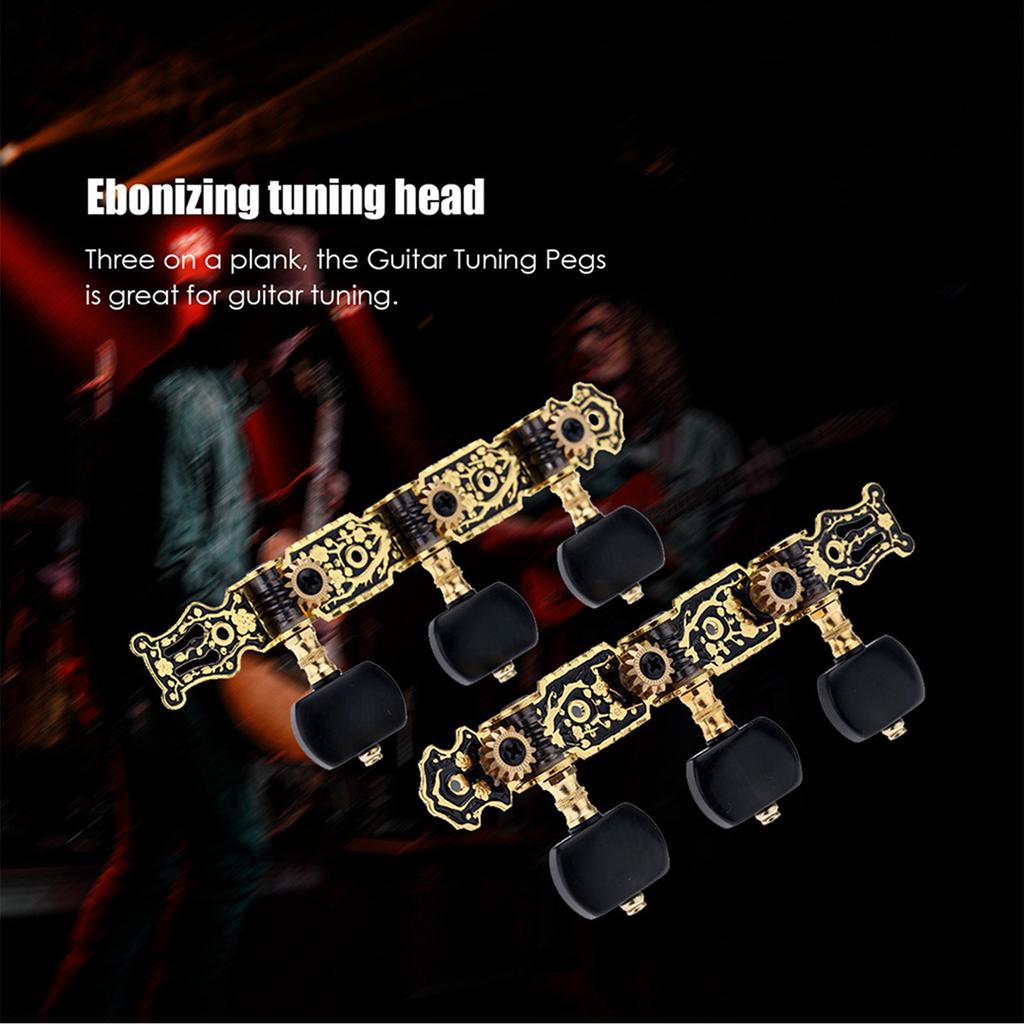 Alice AO 020HV3P 1Pair(Left + Right) Classical Guitar Tuning Key Gold  Black Plated Peg Tuner Machine Head(long) String