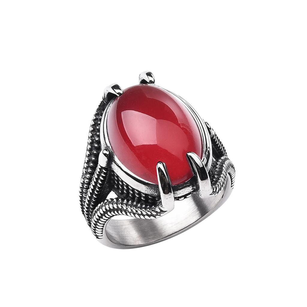 Men's Trend High Quality 316LStainless Steel Onyx Claw Rings Classic Vintage Fashion  Products