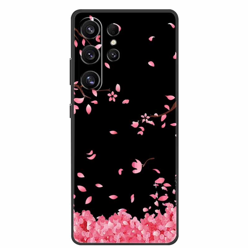 For Samsung Galaxy S26 Ultra Case Cute Floral Black Luxury Soft Silicone Back Cover For Samsung S26 Ultra Cases GalaxyS26 Ultra
