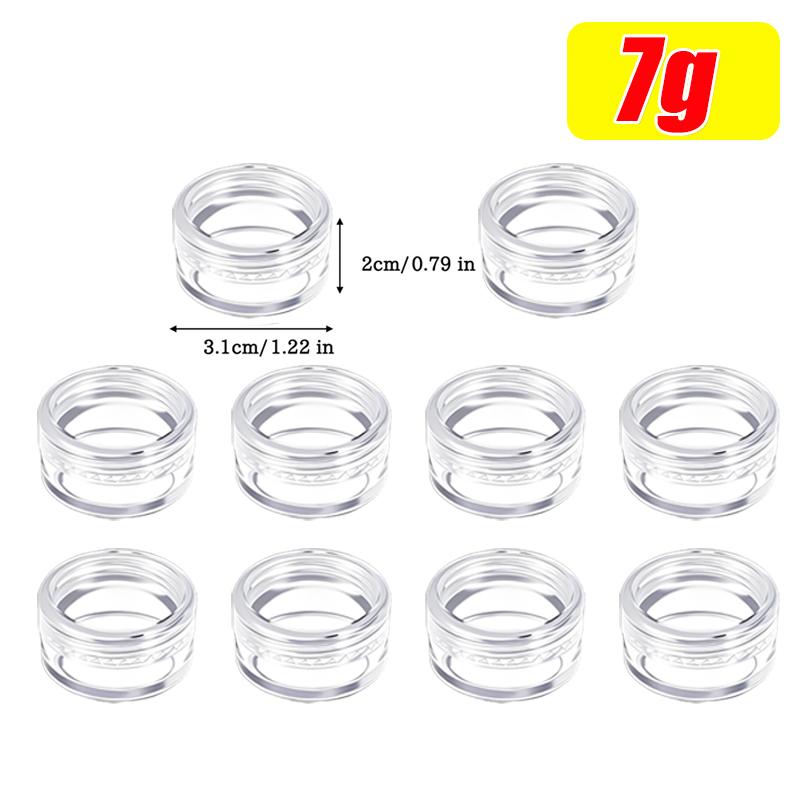 3g/7g/10g Mini Transparent Cosmetic Bottles Round Storage Box Portable Travel Container with Lids for Nail Arts Jewelry Earrings