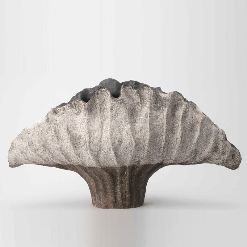 Abstract Ceramic Handicrafts Pleated Flowerpot Shell Vase Wavy Flower Vase Flower Arrangement Home Decoration Accessories
