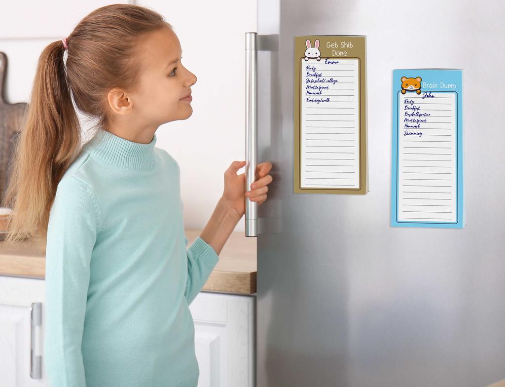 Inkdotpot Pakke med 3 magnetiske notisblokker for gjøremålsliste til kjøleskap - Magnetiske notisblokker for kjøleskap-  (50 ark