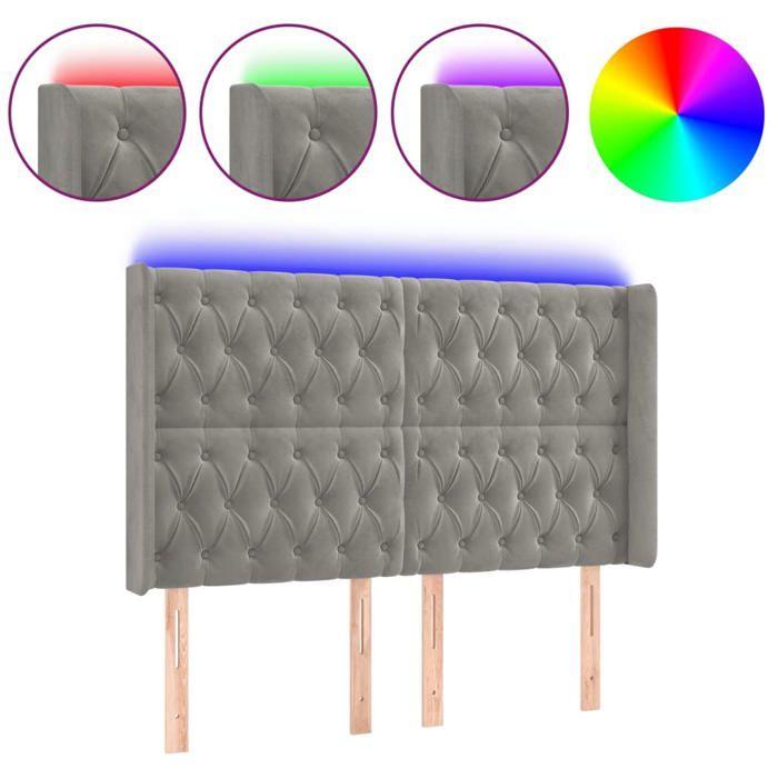 VidaXL LED Headboard Bedroom Furniture Double Bed Accessory Head of Bed Frame Interior Light Grey 3124438