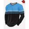 Simple Pattern Digitally Printed Casual Sports Round Neck Long Sleeve Top, Machine Washable