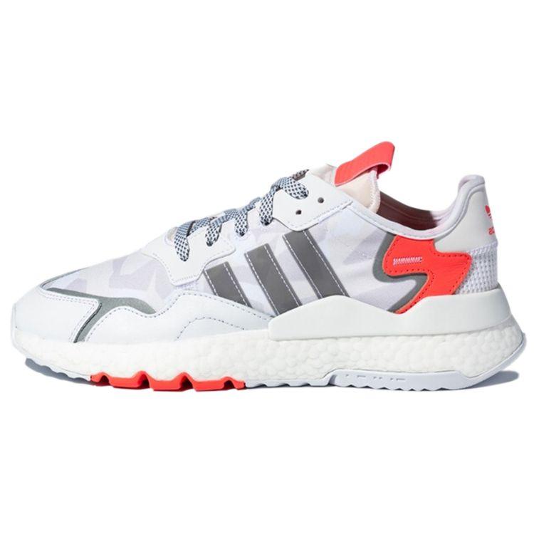 Adidas Originals Nite Jogger Fabric Sports Versatile Non-Slip Breathable Low-Top Lifestyle Casual Shoes Unisex Sneaker White Gray Pink FV1310