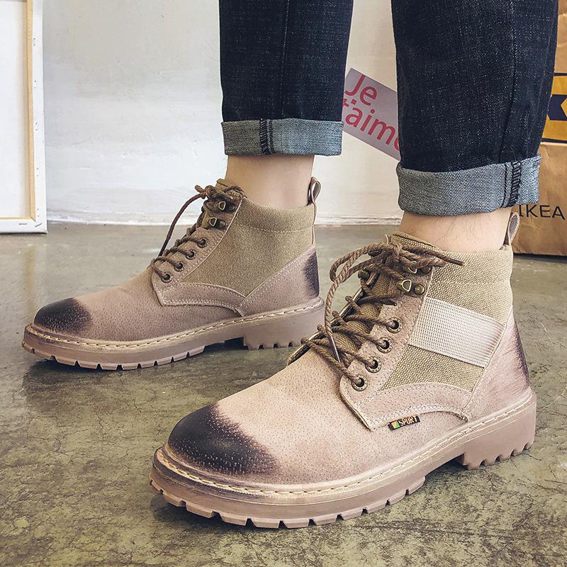 Buy Men's Boots Outdoor Casual Leather Boots Large Size Men's Boots at