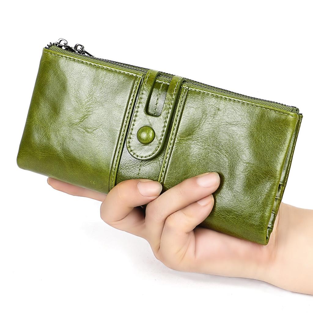Buy Real Leather RFID Blocking Women Wallets with Phone Pocket Trifold