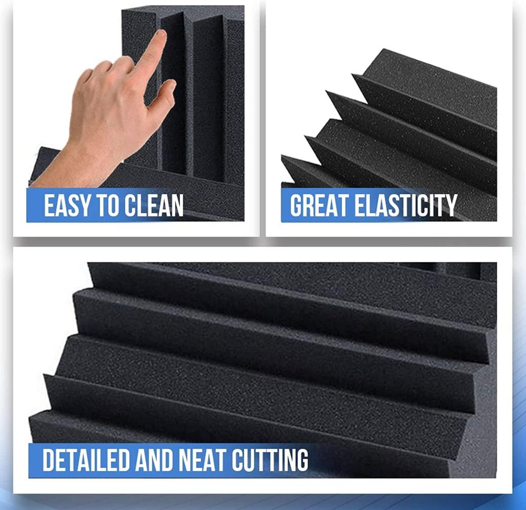 Arrowzoom 12-Piece Black Corner Bass Traps, 120 X 120 X 240 Mm, Acoustic Foam Sound Absorbing Material, Polyurethane Noise Reduction Coefficient