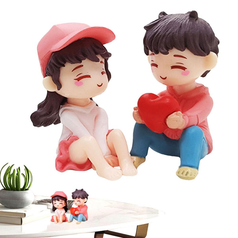 Creative Couple Figures Girl Boy Heart Sweety Lovers Couple Ornament For Figurines Miniature Home Decoration