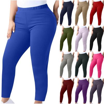 Pantalons Stretch Taille Haute pour Femmes Grande Taille Ceinture Élastique Coupe Slim Longueur Cheville Leggings pour Usage Quotidien Bureau Décontracté