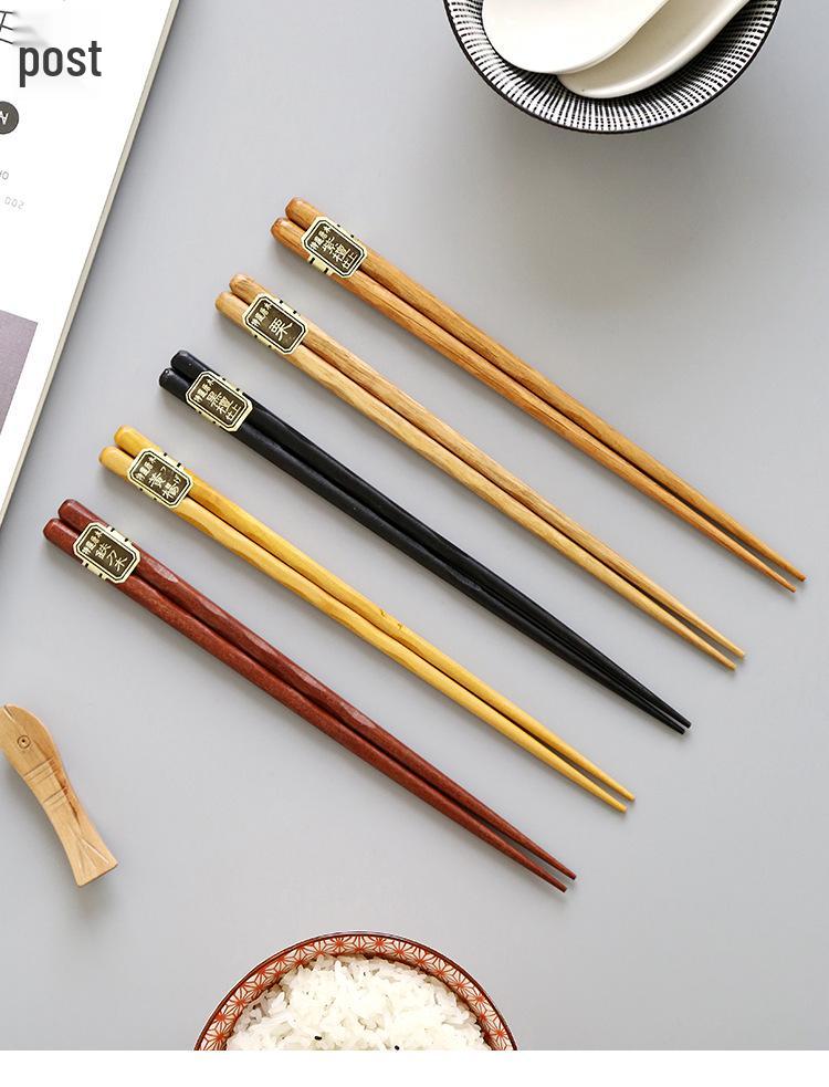 5 Pairs Japanese Wooden Chopsticks Set - Five Colors, Pointed Tip, Gift Box