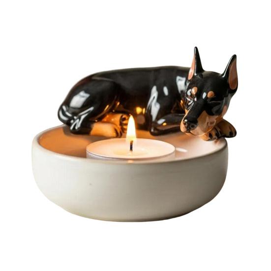 

Расписанный вручную подсвечник в виде щенка для вотивных свечей и чайных свечей, подставка для свечей, украшение для гостиной, ванной комнаты, подсвечник, украшение для центра стола E