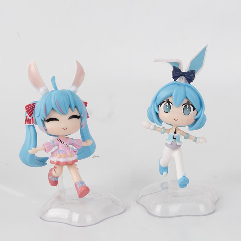 Pvc Delightful Rabbit Ears Hatsune Miku Q Version Doll Collectible Figurines