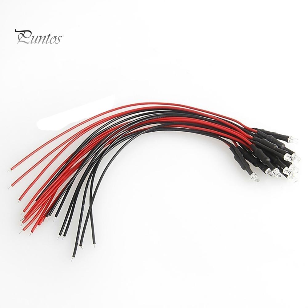 10 st 20 cm 3 mm/5 mm LED-lampa Kabel Glödlampa Förkopplad DC Emitting Diode Light