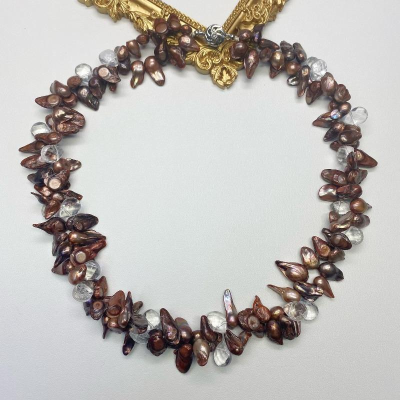 

Vintage multi-layered european court style baroque freshwater pearl necklace - choker