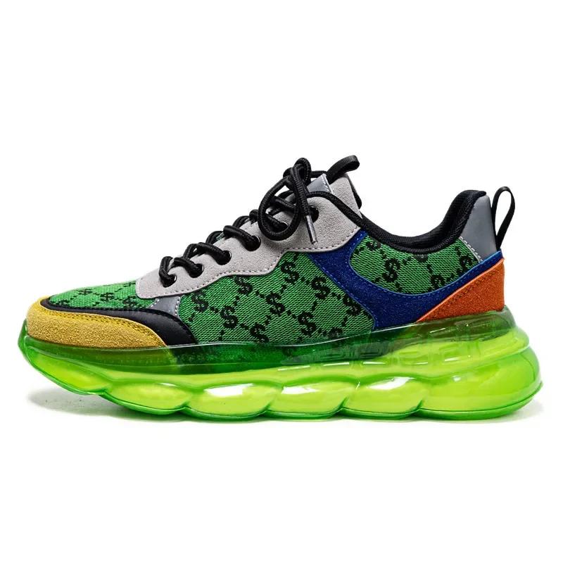 Fashion Men's Green Running Shoes Fashion Lightweight Breathable Comfortable Sports Shoes Outdoor Basketball Casual Shoes Thick