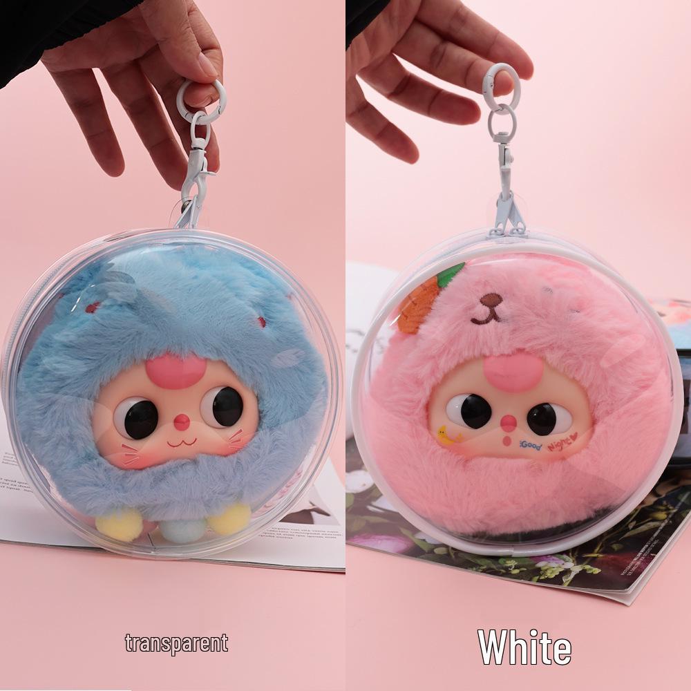 10cm Cotton Doll Ita Bag - PVC Transparent Round Carrier for 14cm Dolls