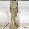 Luxury Gold Sequin Evening Gown with Heavy Beading and Rhinestones - 2026 European & American Celebrity Style