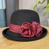 Bucket hat women wool woolen small basin hat autumn and winter versatile casual top hat small brim curled British retro fashion hat