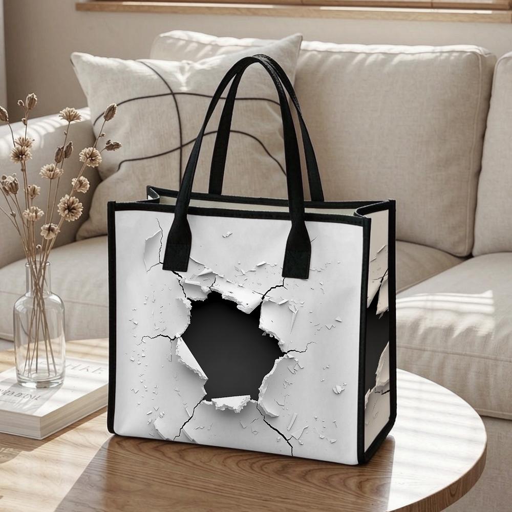 Crack Pattern Tote Bag Fashion Large Capacity Casual Shopping Handbag Daily Use